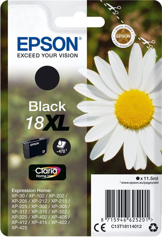 Epson 18XL Zwart - Inktcartridge - 470 pagina's - Origineel