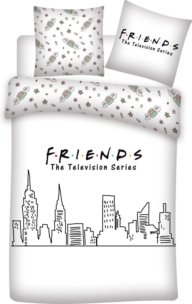 Friends Dekbedovertrek Skyline - Lits Jumeaux - 240 x 220 cm - Wit