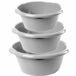 Hega hogar Combi set van 3x stuks ronde afwasteiltjes/afwasbakken in het zilver 6, 10 en 15 liter - Plastique