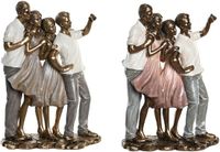 DKD Home Decor Decoratieve figuren Roze Gouden Wit Familie (2 Stuks)