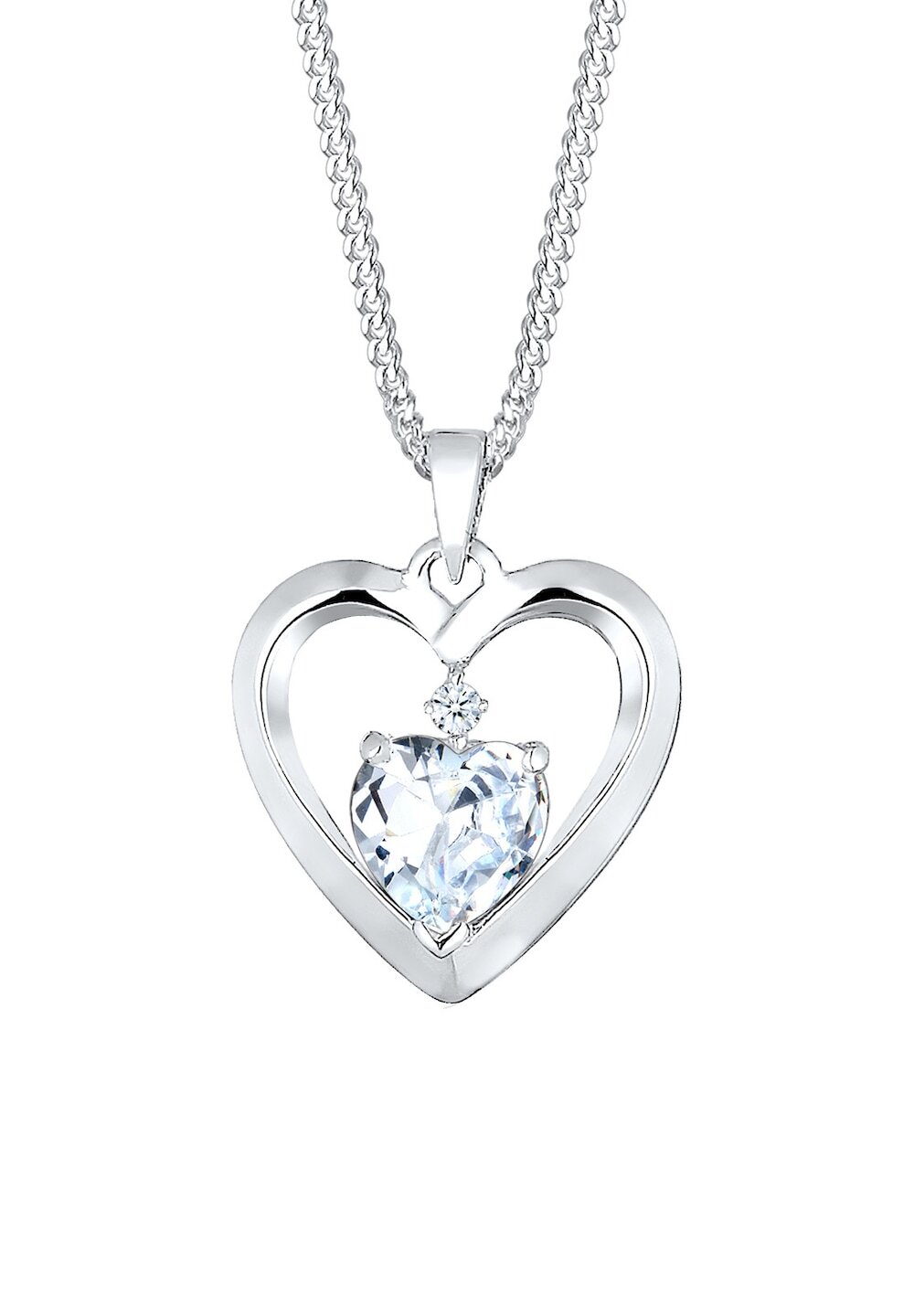 Elli DIAMONDS Elli DIAMONDS Elli DIAMONDS Halsketting dames met hartjes hanger diamant (0.015 ct.) en cubic zirconia in 925 sterling zilver Kettingen Dames