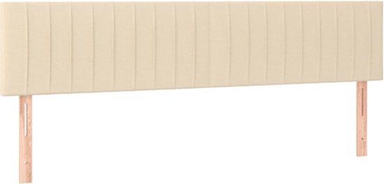 vidaXL Hoofdbord - 160x5x78/88 cm - Stof - Crèmekleurig