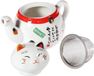 Lachineuse Maneki Neko Japans Theeservies - Theepot met Zeef & Porseleinen Kop - Keramiek - Wit - 400 ml