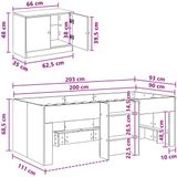 vidaXL Loft Bed Frame met Kast met opslag 3 st Betongrijs Bewerkt hout