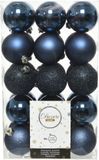 Decoris Kerstballen - 30 stuks - Donkerblauw - 6 cm - Kunststof