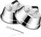 BeiJingLiangPinJiaZuoKeJiWenHuaFaZhanYouXianGongSi 2x Inox Burger Smeltklok - Met rubberen handvat - Voor grill, steak, kaas en teppanyaki - 23 x 8,5 cm