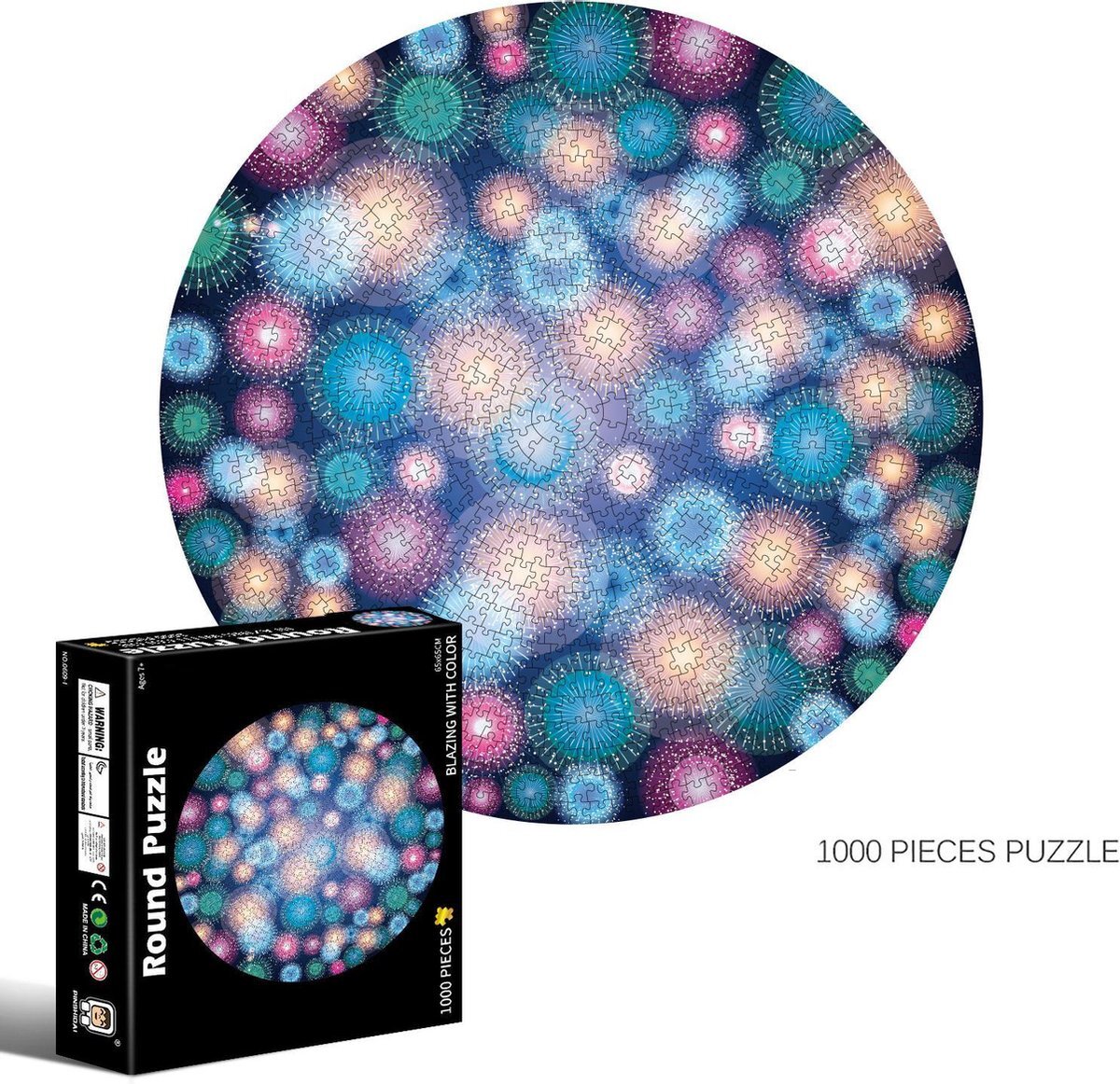 Pinshidai Ronde Puzzel - Fireworks - Vuurwerk - 1000 Stukjes