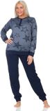 Normann Dames Badstof Pyjama Lange Mouw Marine Camouflage