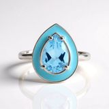 Cavill - Zilveren Ring - 925 Zilver Geplatineerd - Zwitsers Blauwe Topaas Peervorm 2,003 Ct - Elegante Braziliaanse Edelsteen Ring