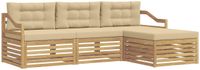 vidaXL Buiten bankenset 4 st Wit en Beige Polyester
