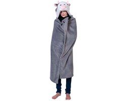 4KidsOnly Noxxiez knuffeldeken koe fleece hoodie 130x100cm voor kinderen