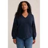 WE Fashion katoenen gebloemde sweater - donkerblauw