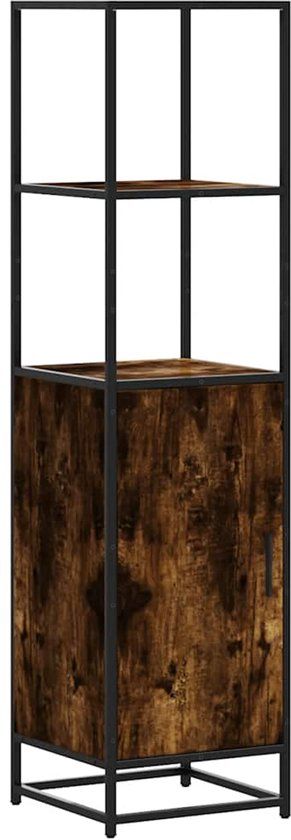vidaXL Hoge kast 35,5x35x139 cm bewerkt hout en metaal gerookt eiken