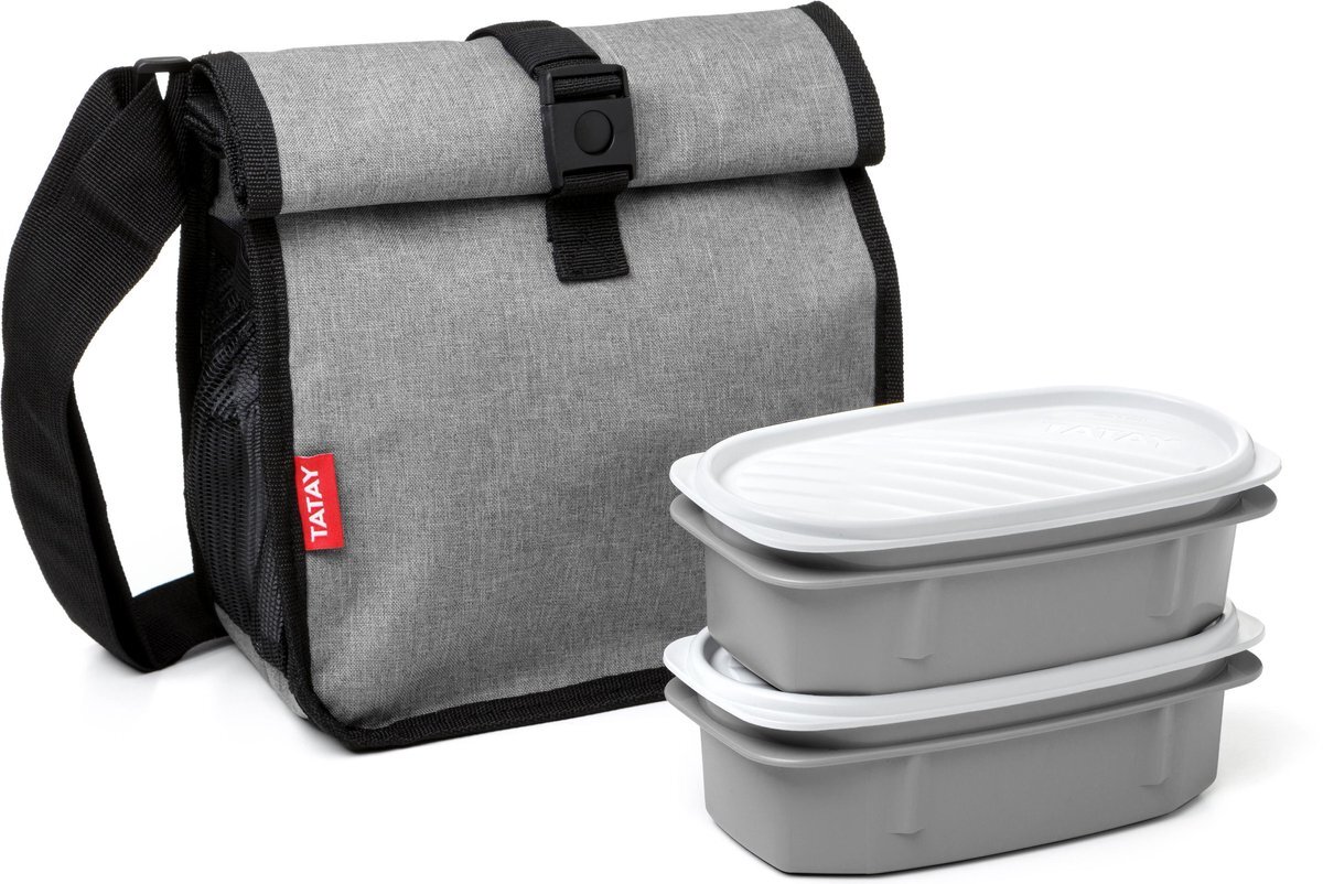 tatay Koeltas grijs inclusief 2 lunch boxen / lunchbox / foodbag / coolbag / lunchbag / relatiegeschenk