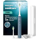 Philips Sonicare 3000 Series Elektrische Tandenborstel – Sonische Tandenborstel Druksensor, 3 Intensiteiten, EasyStart, SmarTimer, 14 dagen Gebruiksduur, Reisetui, Marineblauw, HX4034/24, [Nieuw]