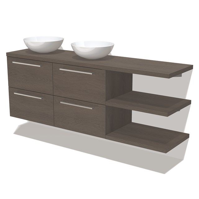 Maxaro Badkamermeubel Modulo Plato 180 cm Donkerbruin Eiken 4 Lades