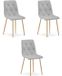 LEOBERT LIBRA Eetkamerstoelen – Set van 3 – Lichtgrijs Stof – Houten Poten – Comfortabele Gestoffeerde Zitting – Modern Design – Voor Woonkamer, Keuken en Eetkamer – Max. 110 kg per Stoel