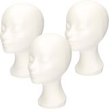 Merkloos Faram Party Paspop display etalage hoofd/mannequin - 4x - 30 cm - piepschuim - wit