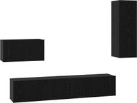 vidaXL TV-wandkast, 4 stuks, zwart eiken, technisch hout