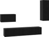 vidaXL TV-wandkast, 4 stuks, zwart eiken, technisch hout