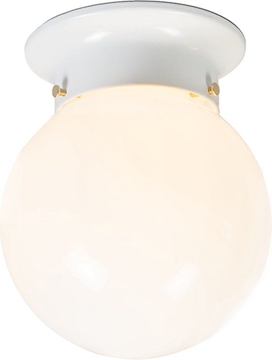QAZQA Scoop - Retro Plafondlamp - 1 lichts - Ø 150 mm - Wit
