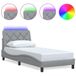 VidaXL Bedframe met LED, zonder matras, stof, lichtgrijs, 90 x 200 cm
