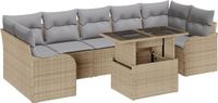 vidaXL Tuinbank Set 8-delig Beige Polyrattan