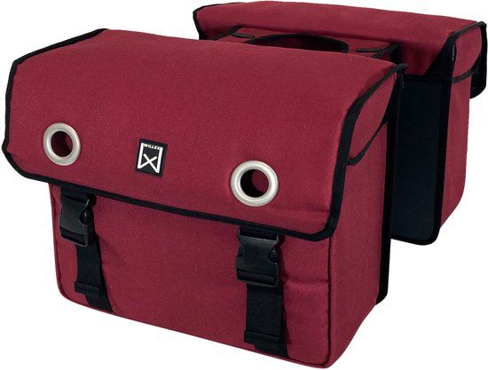 Willex Dubbele Canvas Fietstas 40L - Paarsrood