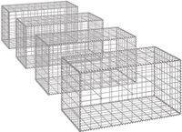 Vente-unique Set de 4 gabions en acier galvanisé - H 50 x L 100 x P 30 cm - Maillage 5 x 10 cm - TERACO