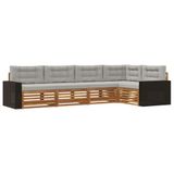 vidaXL - Buiten - bank - set - 5 - st - Naturel - en - lichtgrijs - Polyester