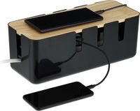 Merkloos Relaxdays Kabelbox stekkerdoos - voor 2 stekkerdozen - kunststof - zwart