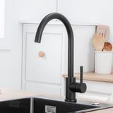 Auralum Noir Robinet Cuisine En Laiton Rotatif À 360° Mitigeur Évier Monotrou À Eau Chaude Et Froide Convient Pour Évier Cuisine