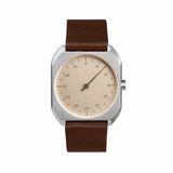 Slow Watches SLOW MO 08 Polshorloge Unisex Zilverkleurig Leer Crème Quartz