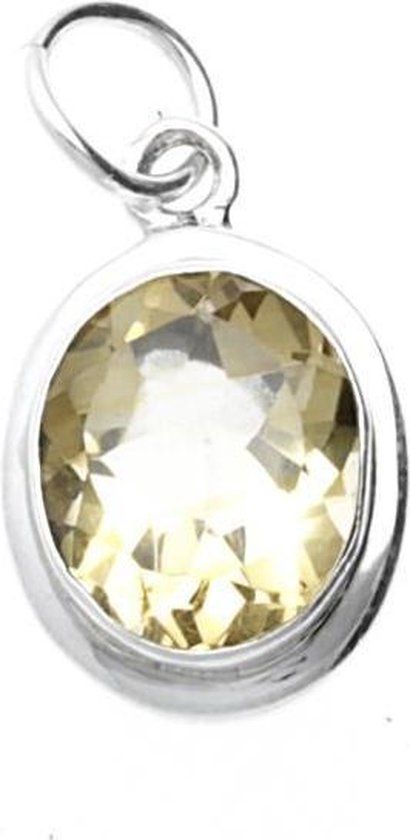 Zilveren Citrien ovaal kettinghanger - Zilver - Unisex