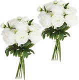 Atmosphera Kunstbloemen 2 boeketten 13 witte pioenen 50 cm