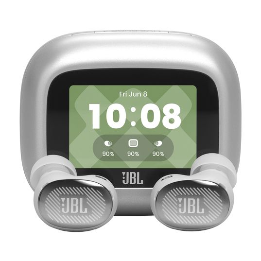JBL Live Buds 4 – Draadloze Oortjes met Noise Cancelling – Smart Case met Touchscreen - Earbuds Bluetooth – 40 uur – Waterdicht – IP55 - Zilver