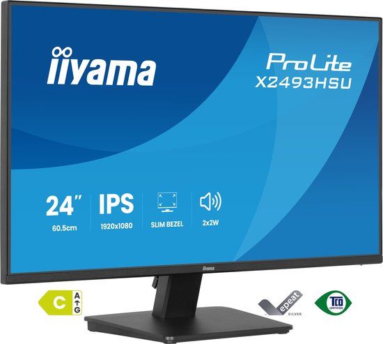 Iiyama ProLite X2493HSU-B1 - 24 inch - Full HD - IPS - USB-Hub (2x)