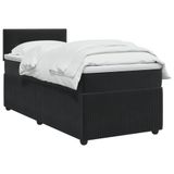 vidaXL Boxspringbed met matras, zwart, 90 x 200 cm, fluweel