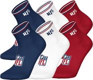 NFL SHIELD Quarter Socks - 6-pack - Blauw/Wit/Rood - Maat 35/38