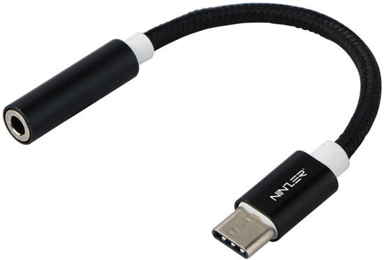 NinzerÂ® USB-C Type-C naar 3.5 mm Audio Aux Converter kabel Zwart