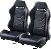 VEVOR Siège de course Siège de course réglable avec cuir PVC et curseur Q235B, set de 2, noir