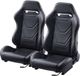 VEVOR Siège de course Siège de course réglable avec cuir PVC et curseur Q235B, set de 2, noir
