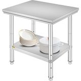 VEVOR Keukenwerktafel, roestvrij staal, 60 x 76 x 80 cm, werkblad, keuken, 2 etages