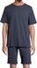 Schiesser Heren Pyjama Night & Home Donkerblauw Korte Mouw Effen 100% Katoen Maat S