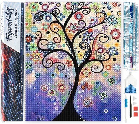 Figured'Art Diamond Painting set Volwassenen 40x50 cm Boom gebrandschilderd glas