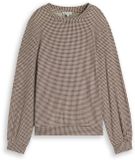 Tom Tailor - Gezellig T-shirt met lange mouwen en patroon - Maat XXL - brown dot on beige melange