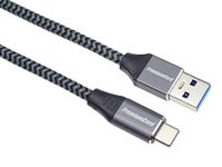 PremiumCord USB 3.2 Gen 1 verbindingskabel, datakabel SuperSpeed tot 5 Gbit/s, oplaadkabel tot 3 A, vermogen 60 W, USB type A stekker naar USB type C-stekker, kleur zwart, lengte 1 m