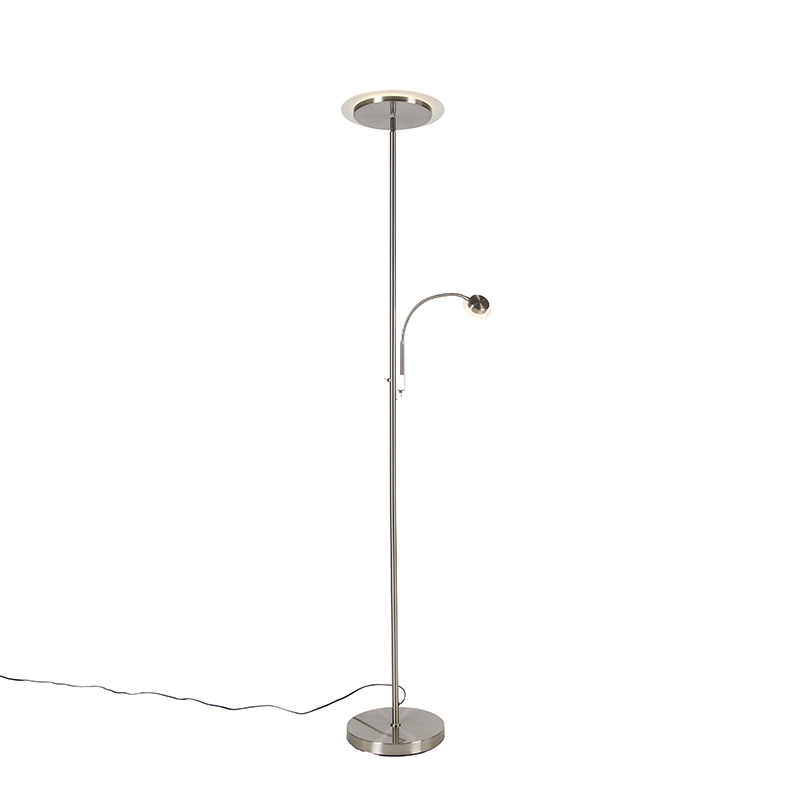 QAZQA Moderne vloerlamp staal incl. LED met leesarm - Chala