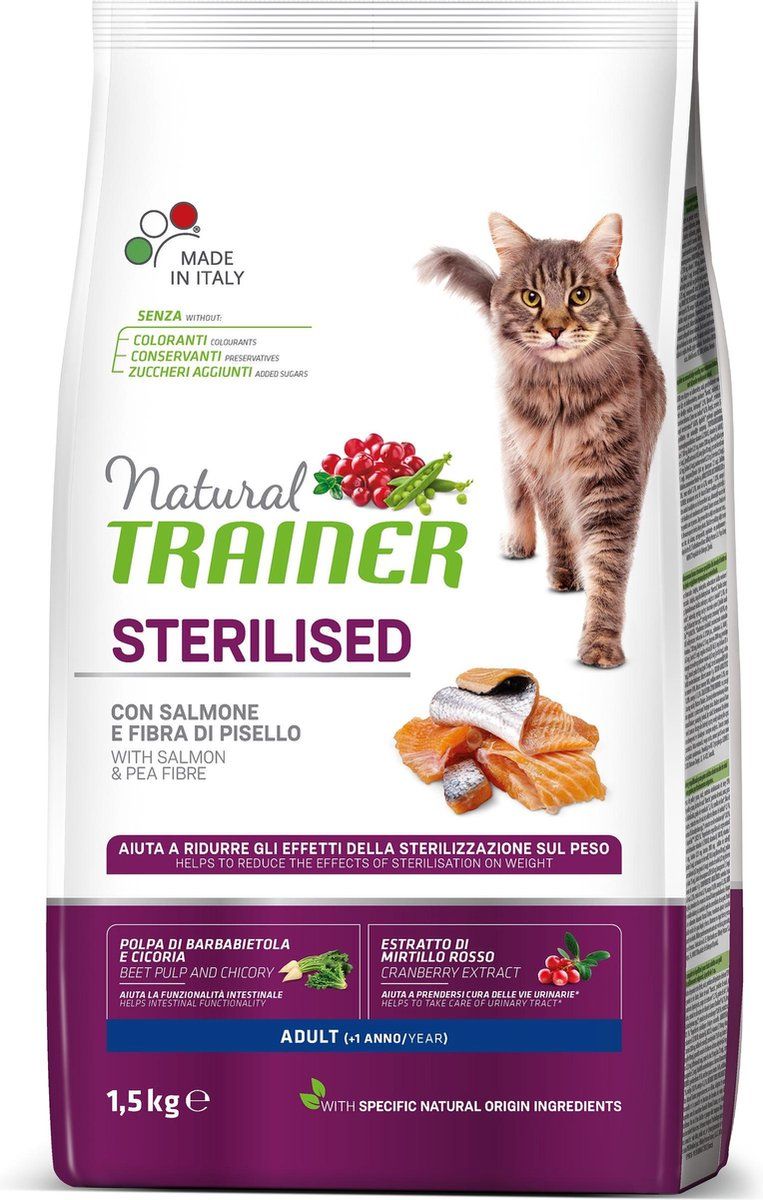 Trainer Natural - Salmon (sterilised) - Kattenvoer - 1,5 kg - Hoog Vleesgehalte