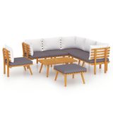 vidaXL 8-delige Loungeset met Kussens Massief Acaciahout